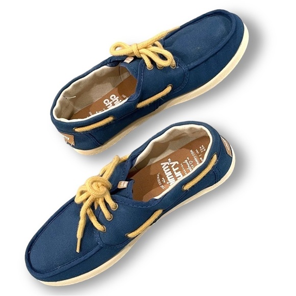 Chimmy Churry Sz 7.5w, 6.5m Classic Boat Shoe in Soft 100% Indigo Cotton Fabric - Picture 3 of 7
